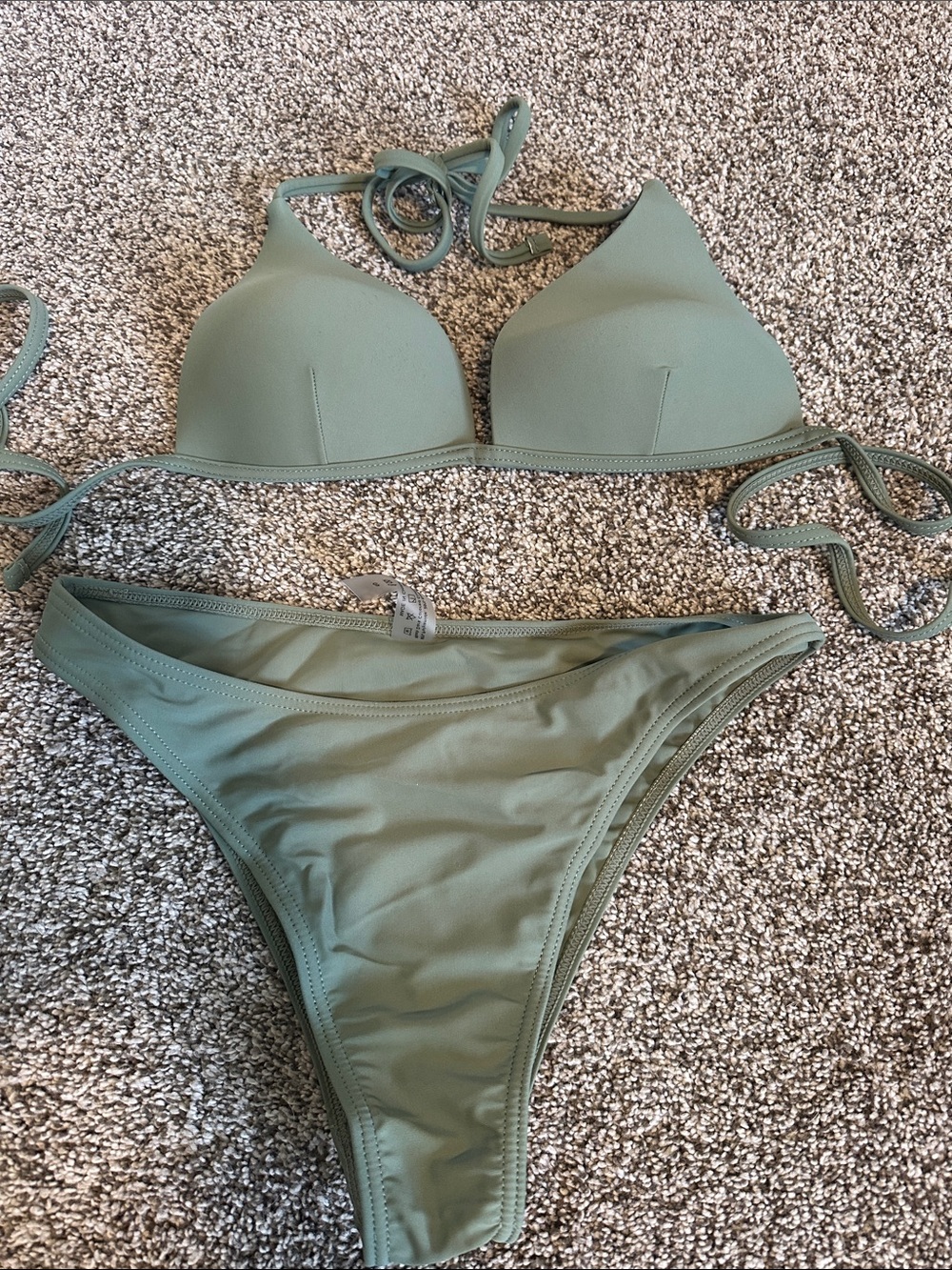 SHEIN Olive Green Tie-Back Bikini Set